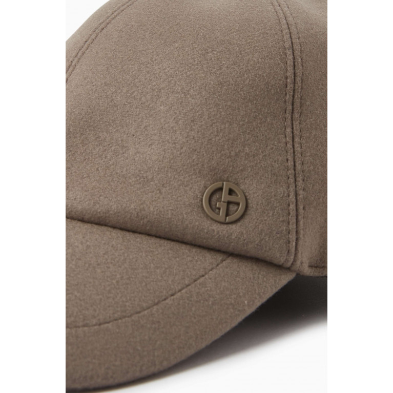 Giorgio Armani - Micro Logo Baseball Cap in Wool & Cashmere-blend Neutral