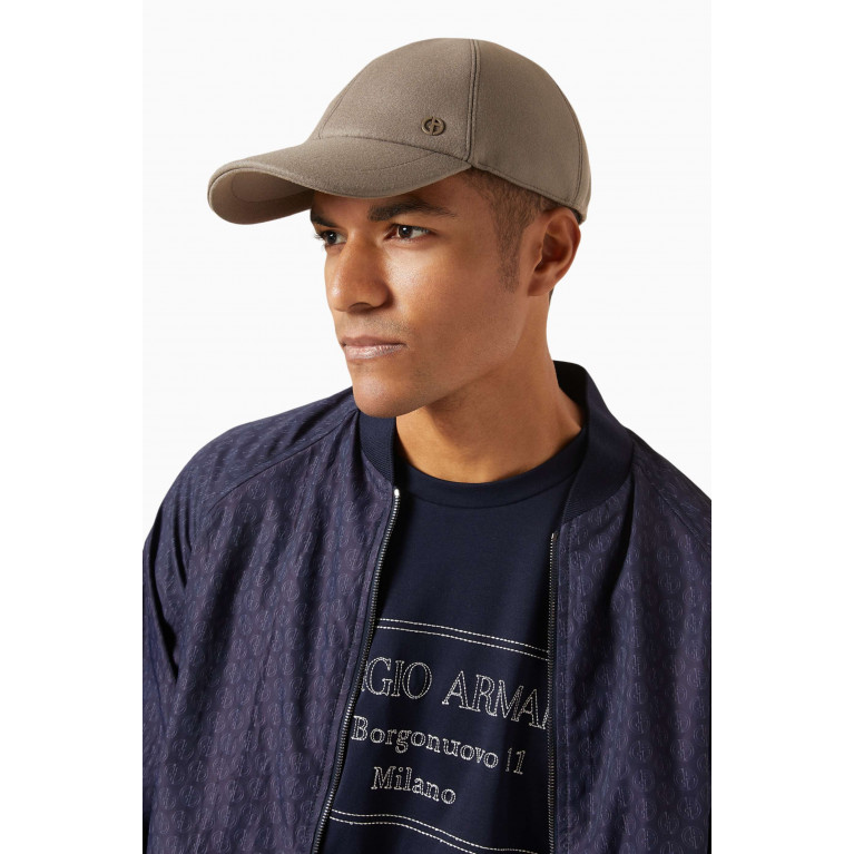 Giorgio Armani - Micro Logo Baseball Cap in Wool & Cashmere-blend Neutral