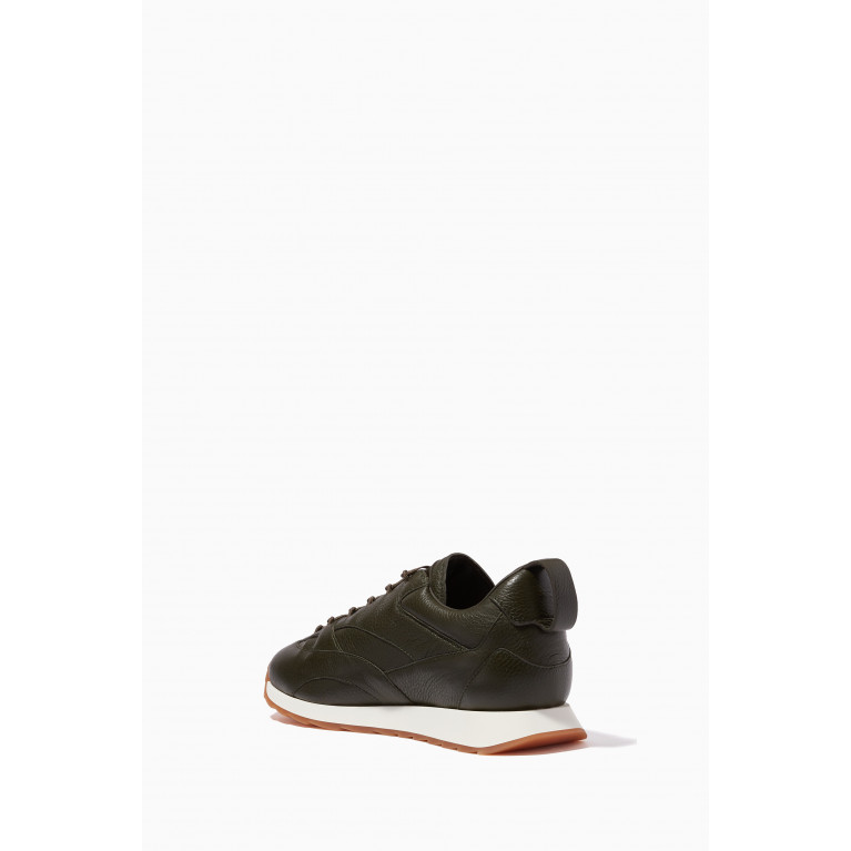 Giorgio Armani - Lace-up Sneakers in Deerskin Pebbled Leather Neutral