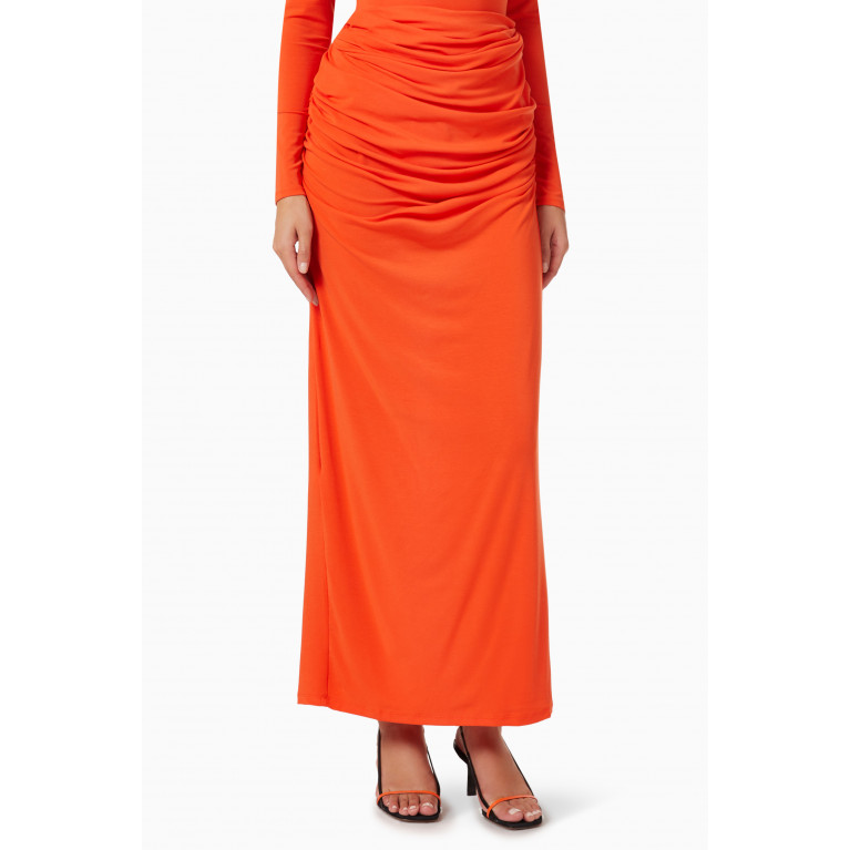 05 Draped Skirt in Rayon Knit Orange