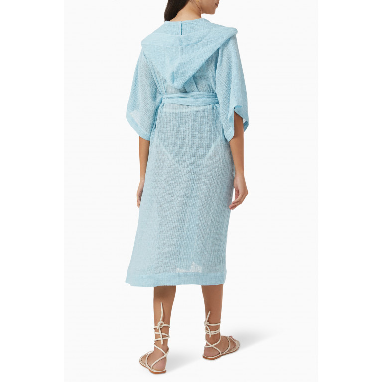 Lisa Marie Fernandez - Hooded Midi Dressing Gown in Organic Linen Gauze