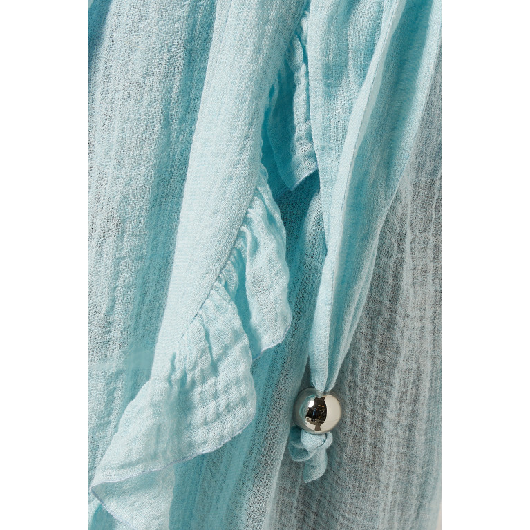 Lisa Marie Fernandez - Anita Long Robe in Organic Linen Blend Gauze Blue
