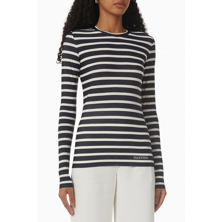 Valentino - Striped T-shirt in Cotton Jersey