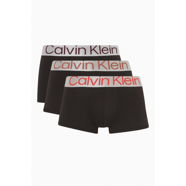 Calvin Klein - Low-rise Metallic Trunks in Recycled Fabric, Set of 3 Black