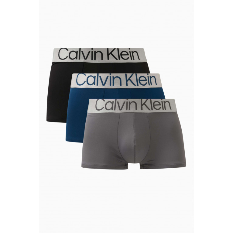 Calvin Klein - Low-rise Metallic Trunks in Recycled Fabric, Set of 3 Multicolour
