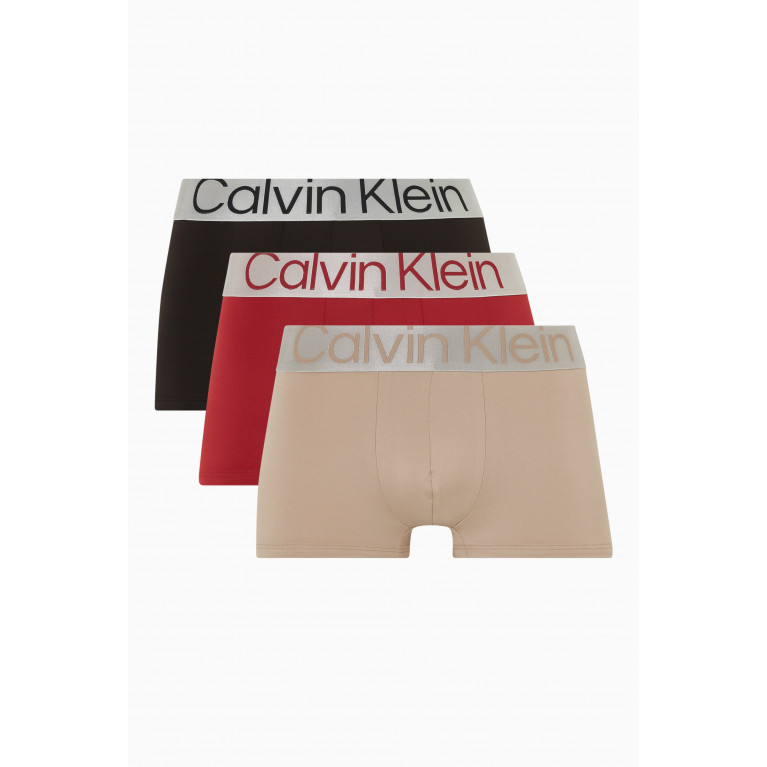 Calvin Klein - Low-rise Metallic Trunks in Recycled Fabric, Set of 3 Multicolour