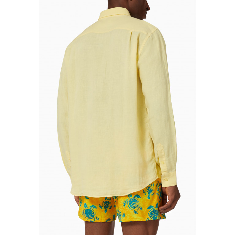 Vilebrequin - Caroubis Patch-pocket Shirt in Linen Yellow