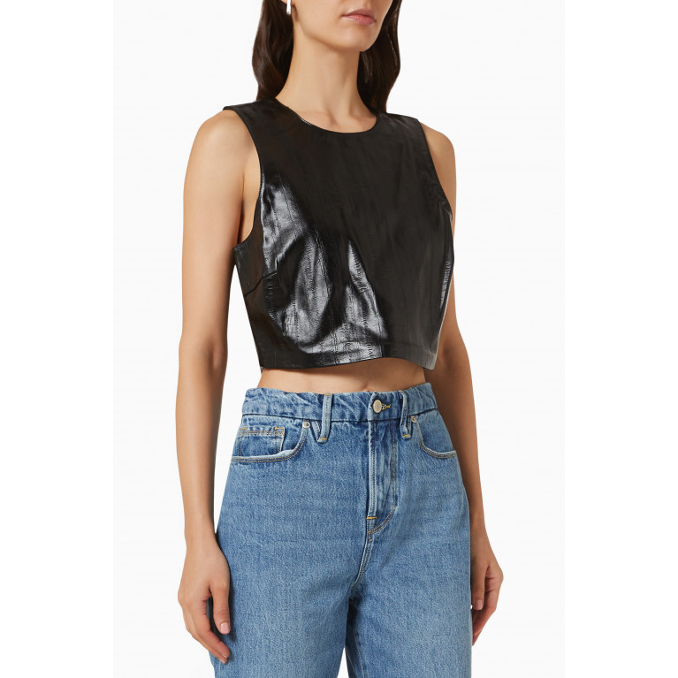 Good American - Leather Crop Top