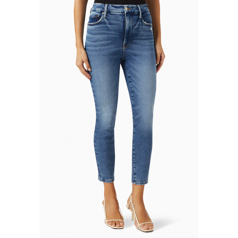Good American - Good Waist Skinny-Fit Cropped Jeans Blue