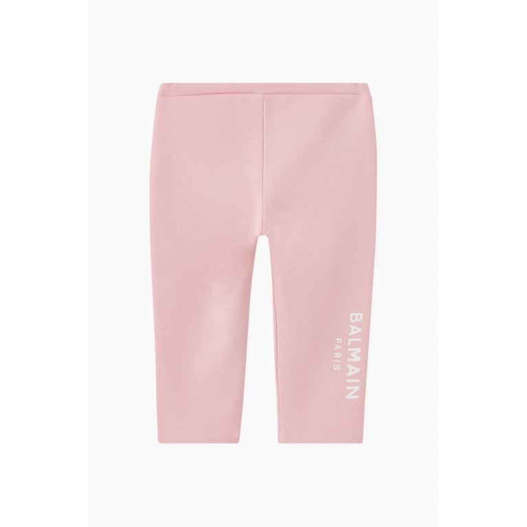 Balmain - Logo Print Leggings in Jersey Pink