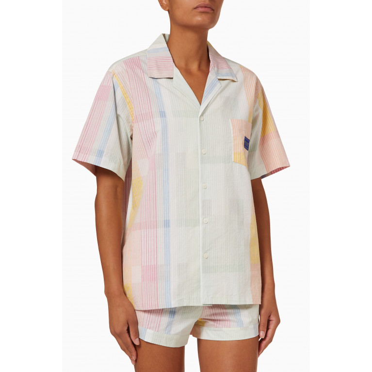 Desmond & Dempsey - Cuban Pessoa Seersucker Print Pyjama Set in Cotton