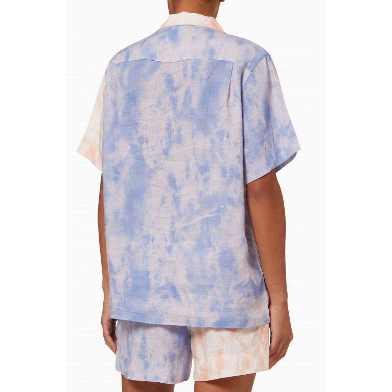 Desmond & Dempsey - Cuban Summer Dusk Print Pyjama Set in Linen