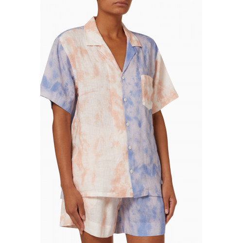 Desmond & Dempsey - Cuban Summer Dusk Print Pyjama Set in Linen