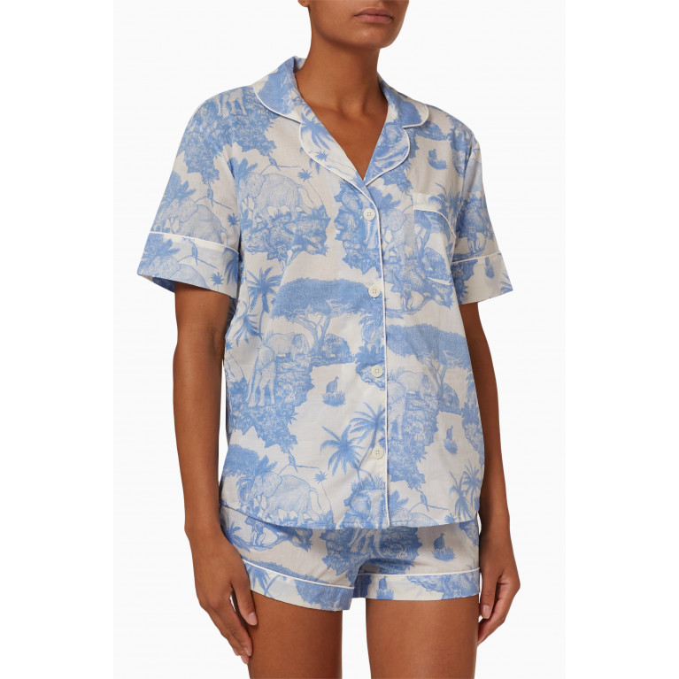 Desmond&Dempsey - Short Loxodonta Print Pyjama Set in Organic Cotton