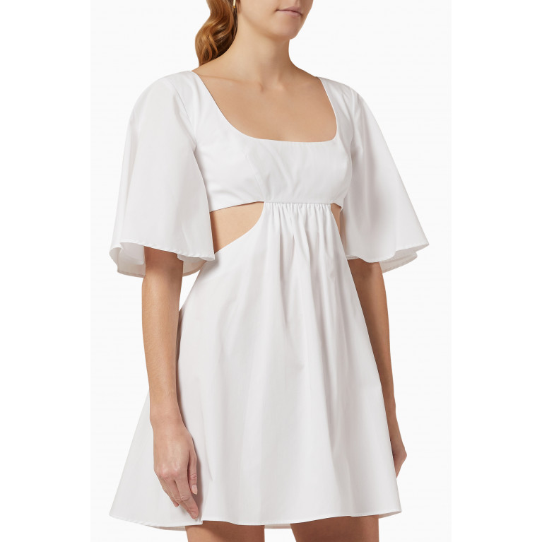 Matthew Bruch - Flutter Sleeve Cut-out Mini Dress in Cotton Poplin
