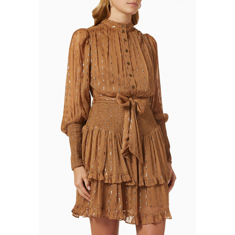 Ministry Of Style - Mist Mini Dress in Lurex Chiffon Brown