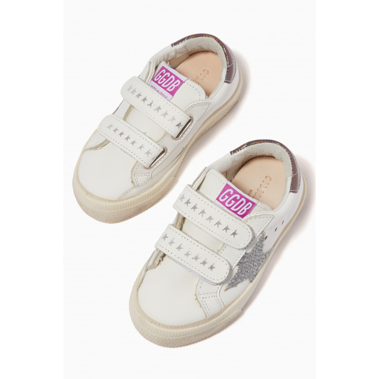 Golden Goose Deluxe Brand - May School Glitter Star Sneakers in Leather