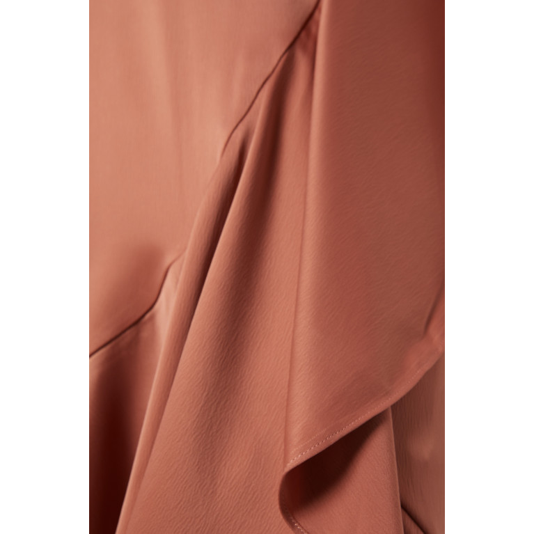 Pasduchas - Pinnacle Midi Dress in Satin Crepe Brown
