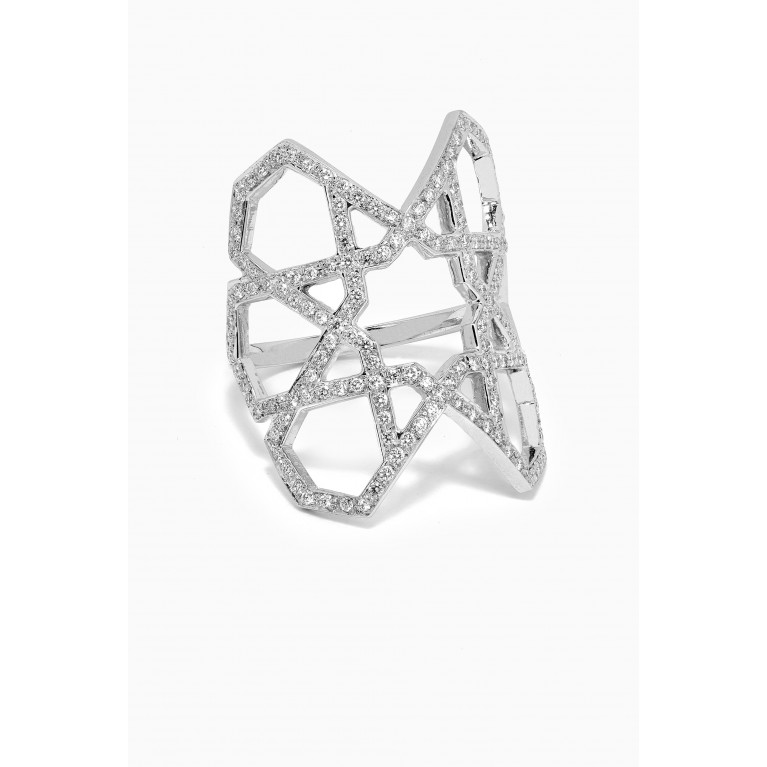Ralph Masri - Arabesque Deco Diamond Ring in 18kt White Gold Silver