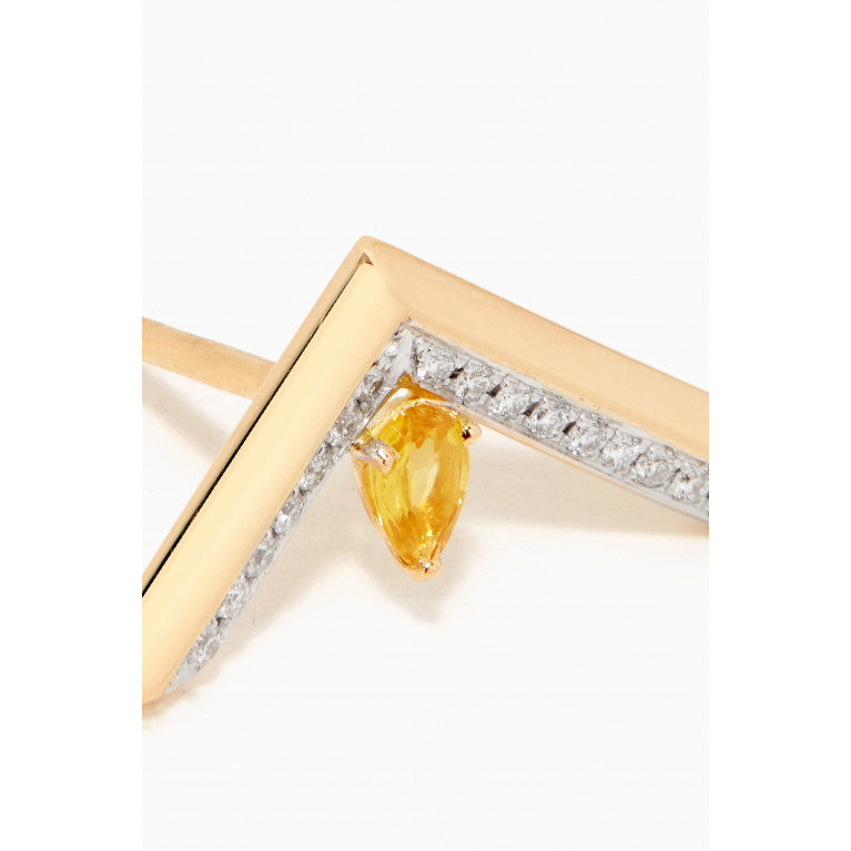 Ralph Masri - Phoenician Script Yellow Sapphire & Diamond Earrings in 18kt Yellow Gold Yellow