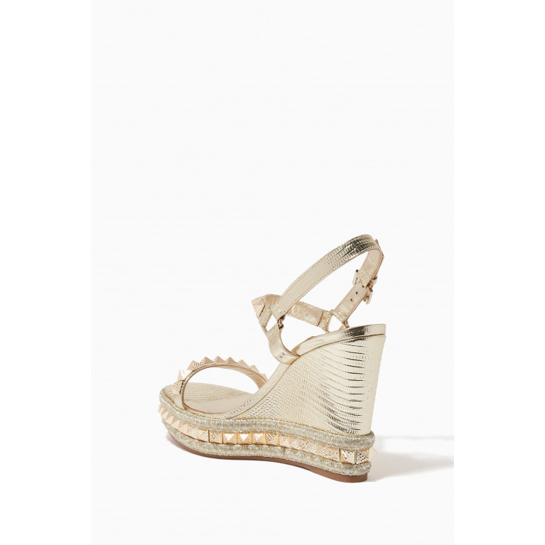 Christian Louboutin - Pyraclou 110 Wedge Sandals in Lizard-embossed Leather