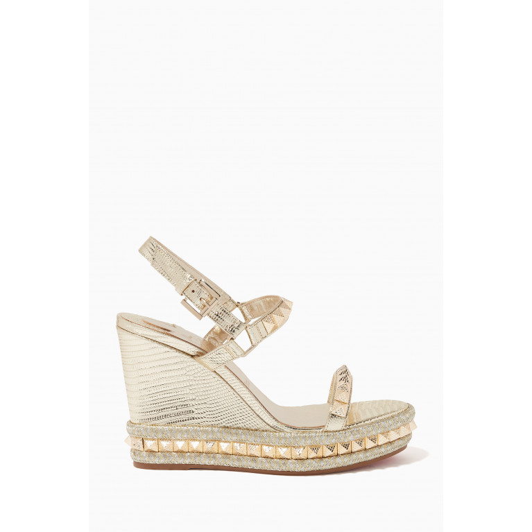 Christian Louboutin - Pyraclou 110 Wedge Sandals in Lizard-embossed Leather