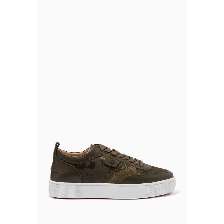 Christian Louboutin - Happyrui Platform Sneakers in Calf Leather & Cotton Jacquard