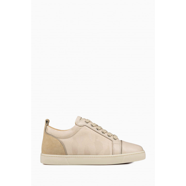 Christian Louboutin - Louis Junior Low-top Sneakers in Calf Leather & Cotton Jacquard