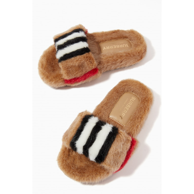 Burberry - Hockley Slides in Faux Fur