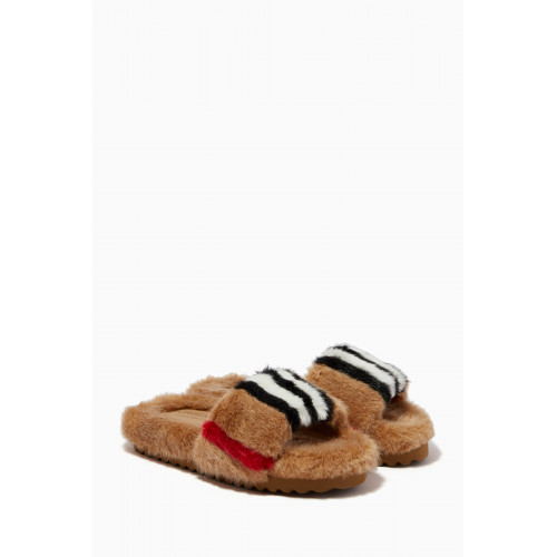 Burberry - Hockley Slides in Faux Fur