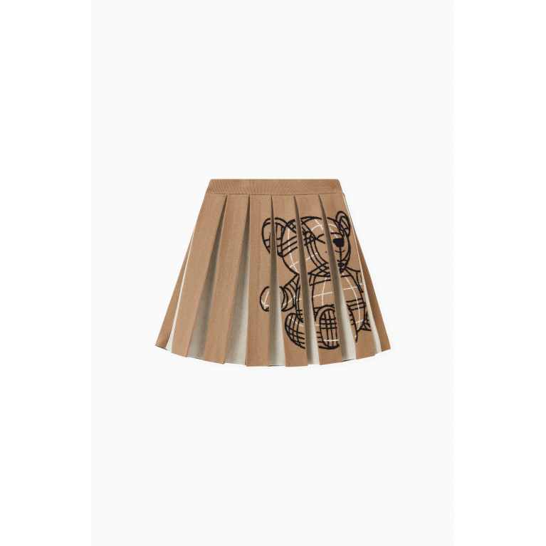 Burberry - Thomas Bear Intarsia Pleated Skirt in Wool & Cashmere Knit