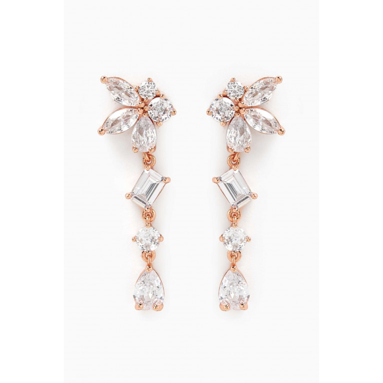 CZ by Kenneth Jay Lane - Cluster CZ Drop Earrings in Rose Gold-plated Brass Rose Gold