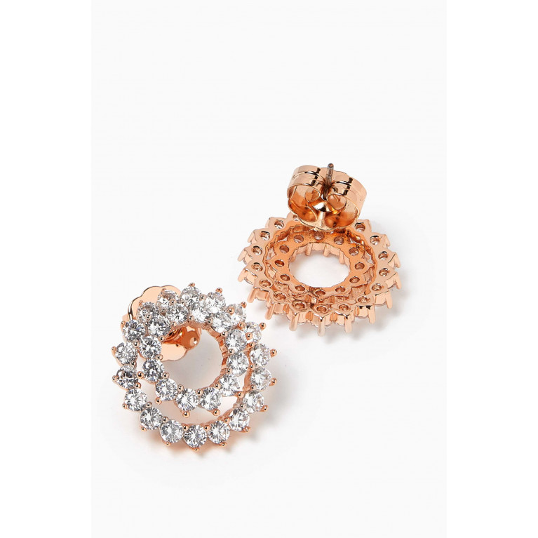 CZ by Kenneth Jay Lane - Round 3-prong CZ Circle Earrings in Rhodium-plated Brass Rose Gold