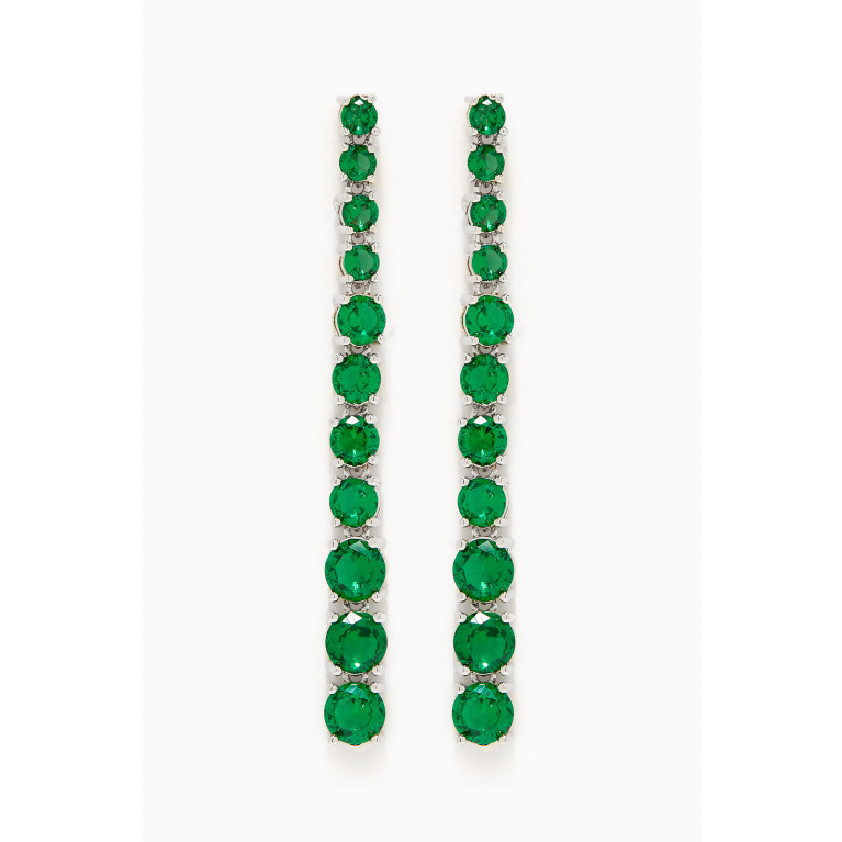 CZ by Kenneth Jay Lane - Round Graduated CZ Drop Earrings Green