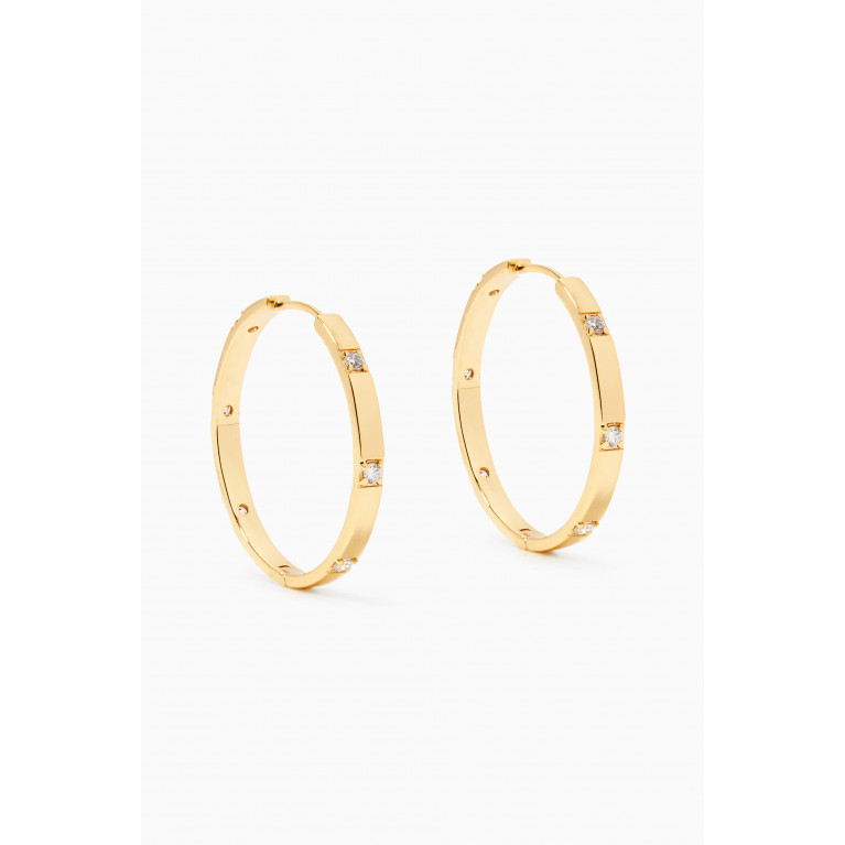 CZ by Kenneth Jay Lane - Round CZ Station Hoop Earrings Gold