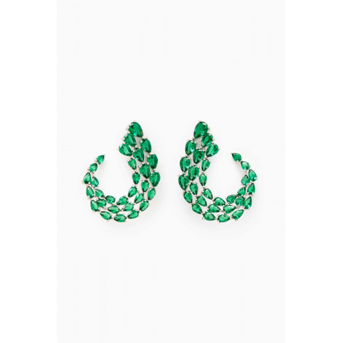 CZ by Kenneth Jay Lane - Pear Swirl Earrings in Rhodium-plated Brass Green