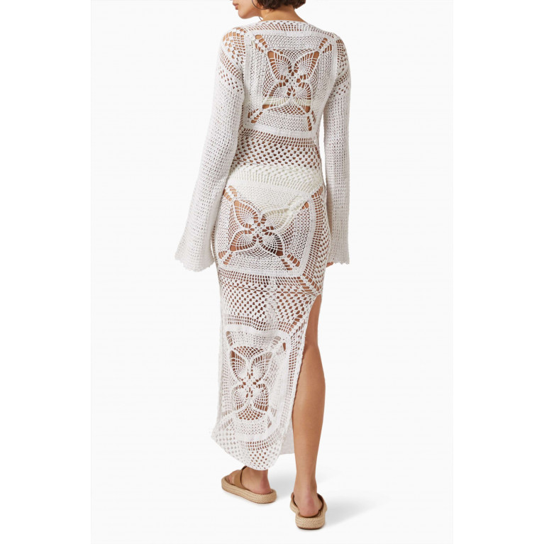 Alix Pinho - Lucy Maxi Dress in Crocheted Cotton White
