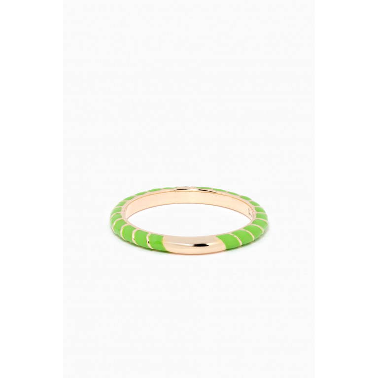Yvonne Leon - Alliance Mini Torsade Diamond Ring in 9kt Yellow Gold Green