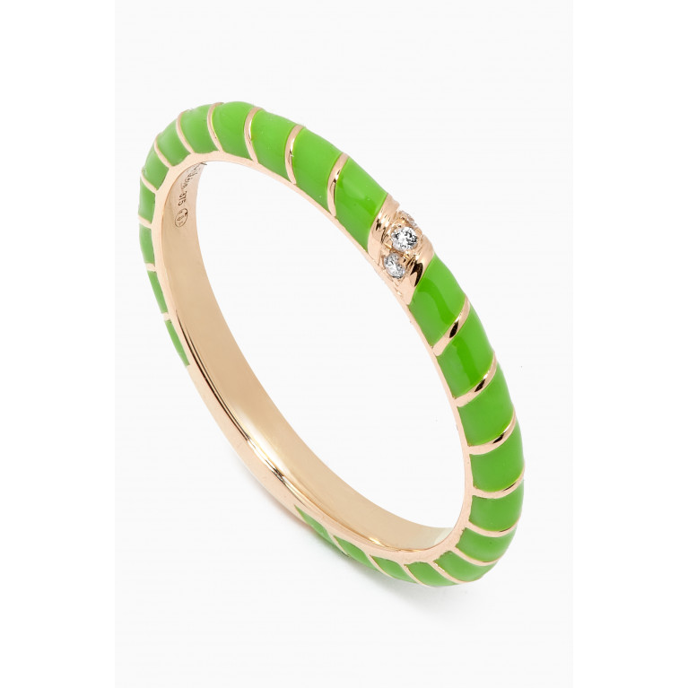 Yvonne Leon - Alliance Mini Torsade Diamond Ring in 9kt Yellow Gold Green