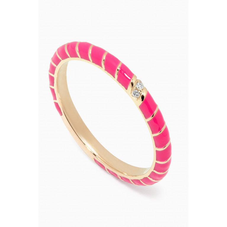 Yvonne Leon - Alliance Mini Torsade Diamond Ring in 9kt Yellow Gold Pink