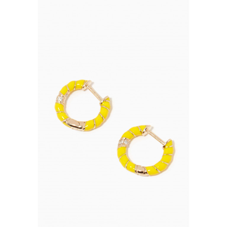 Yvonne Leon - Alliance Mini Torsade Diamond Hoop Earrings in 9kt Yellow Gold Yellow