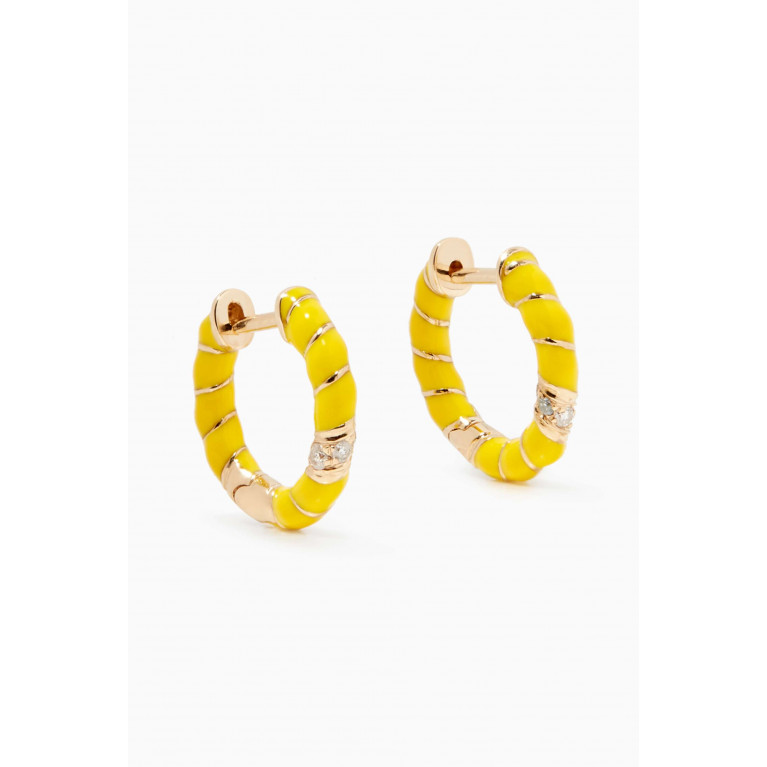 Yvonne Leon - Alliance Mini Torsade Diamond Hoop Earrings in 9kt Yellow Gold Yellow