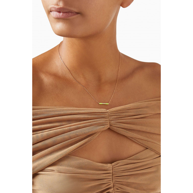 Djula - Marbella Bar Diamond & Enamel Necklace in 18kt Rose Gold