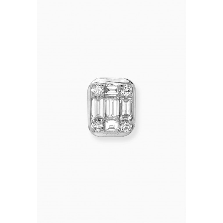 Djula - Square Diamond Single Stud in 18kt White Gold