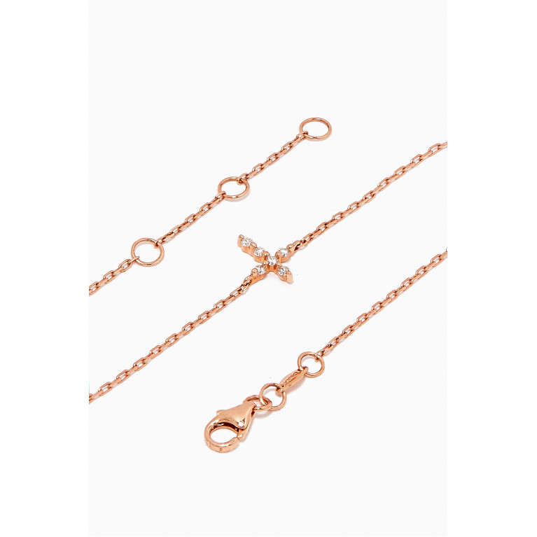 Djula - Diamond Cross Chain Bracelet in 18kt Rose Gold