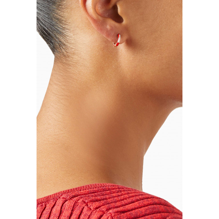 Djula - Enamel Diamonds Hoop Single Earring in 14kt Rose Gold