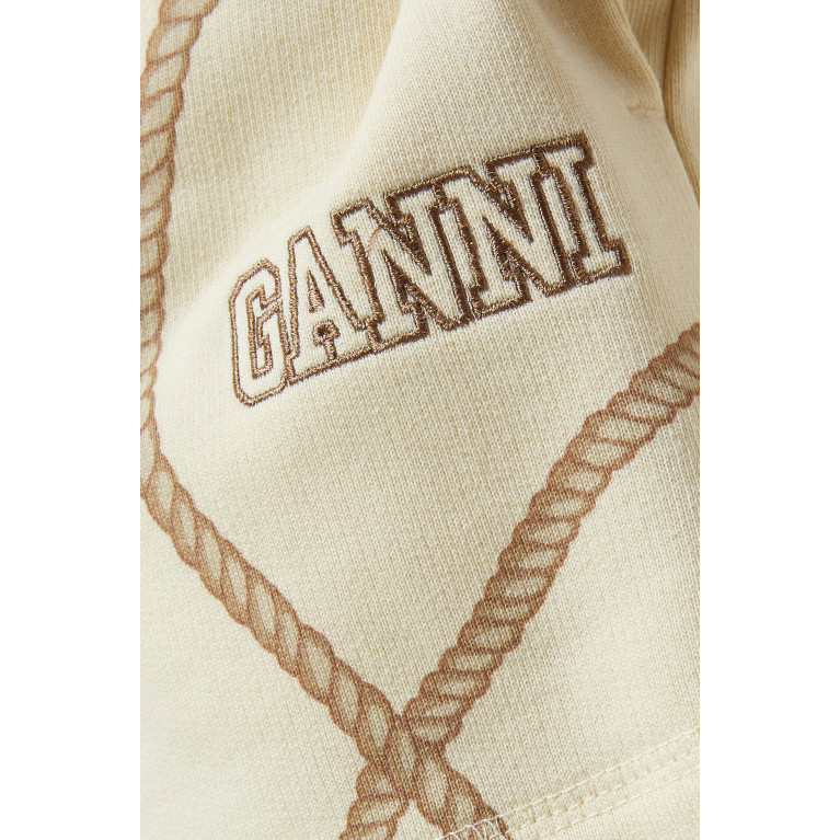 Ganni - Rope-print Shorts in Organic Cotton-blend