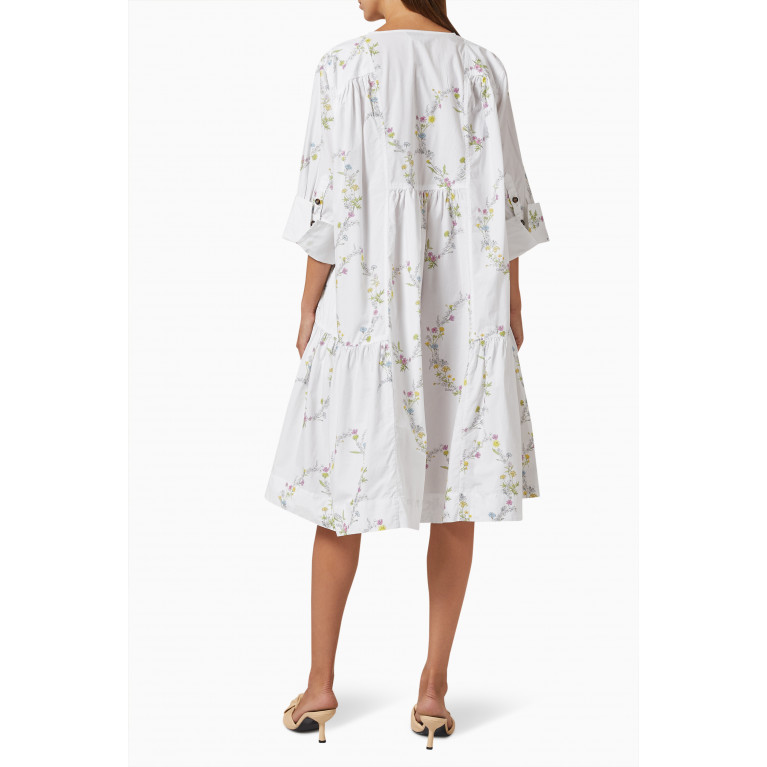 Ganni - Floral Print Dress in Cotton Poplin