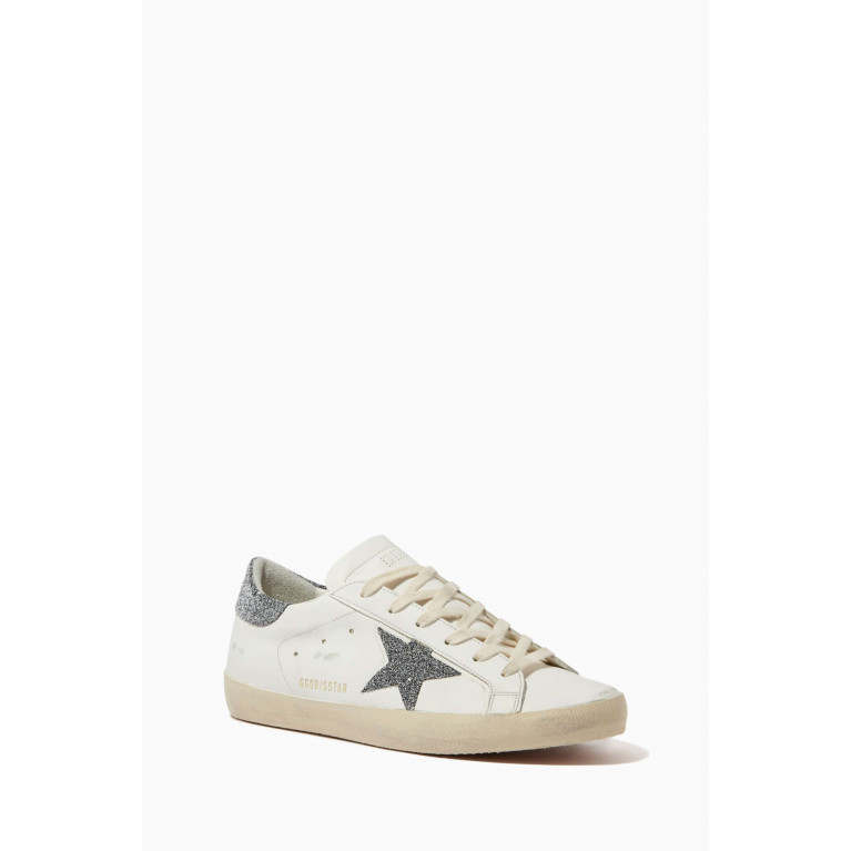 Golden Goose Deluxe Brand - Super Star Glitter Patch Sneakers in Leather