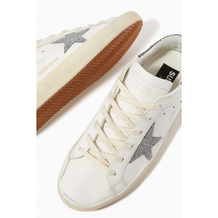 Golden Goose Deluxe Brand - Super Star Glitter Patch Sneakers in Leather
